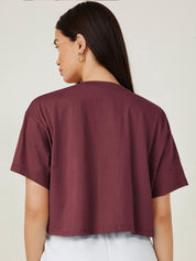 KOTTY Basics Round Neck Crop Oversized T-shirt