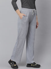 Kotty Women Grey Solid Straight-Fit Track Pants