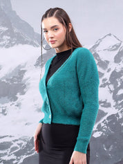 Kotty Women Ribbed Cotton Crop Cardigan