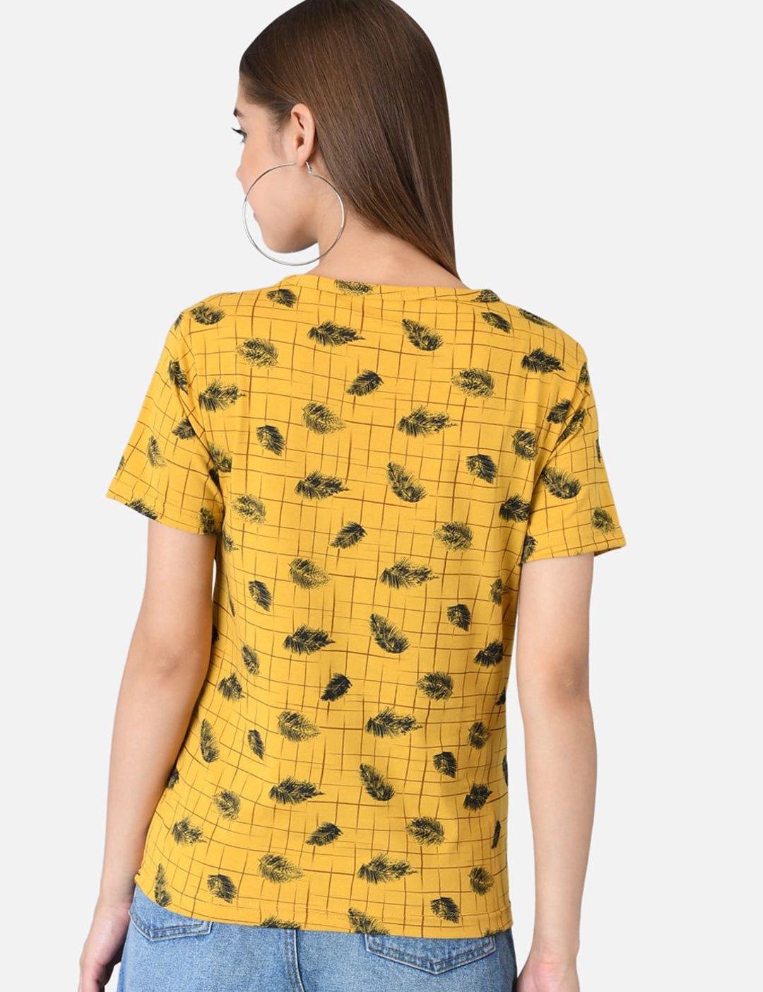 Kotty Women Pack of 2 Yellow & Blue Printed Round Neck T-shirts