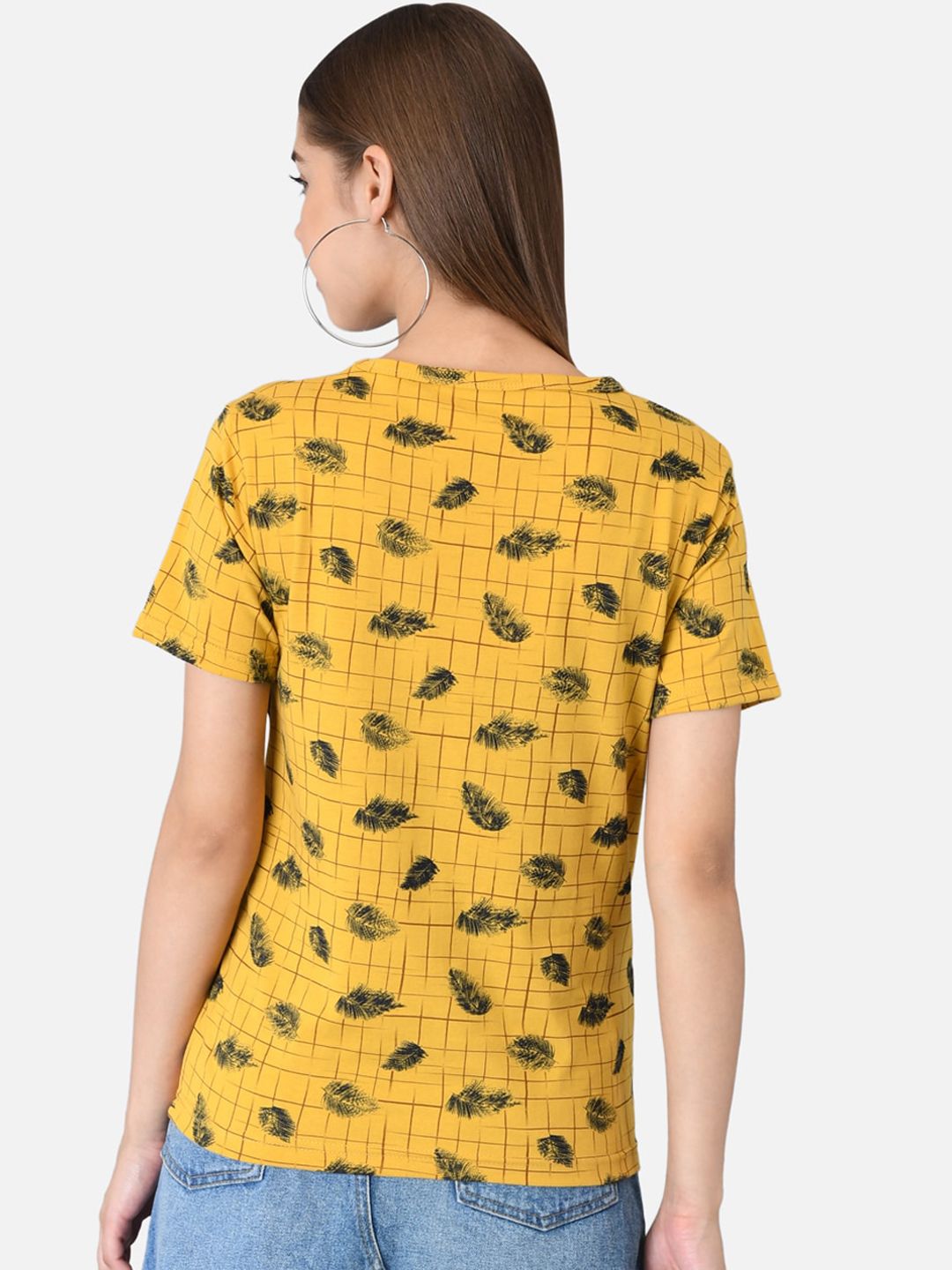 Kotty Women Pack of 2 Yellow & Blue Printed Round Neck T-shirts