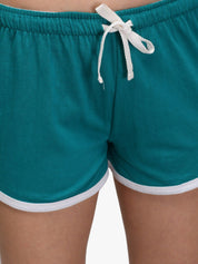 Kotty Women Teal Green Solid Regular Fit Shorts