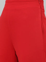 Kotty Red Collarless Long Sleeves Blazer With Trousers