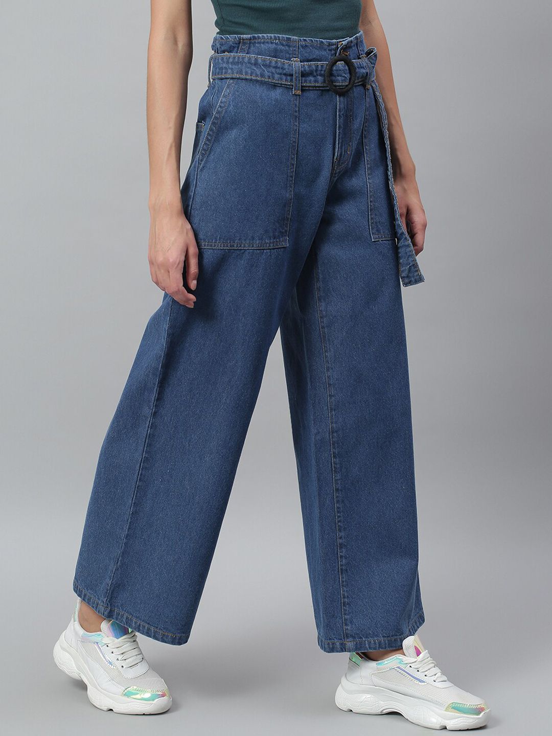 Kotty Women Blue Flared High-Rise Clean Look Stretchable Jeans