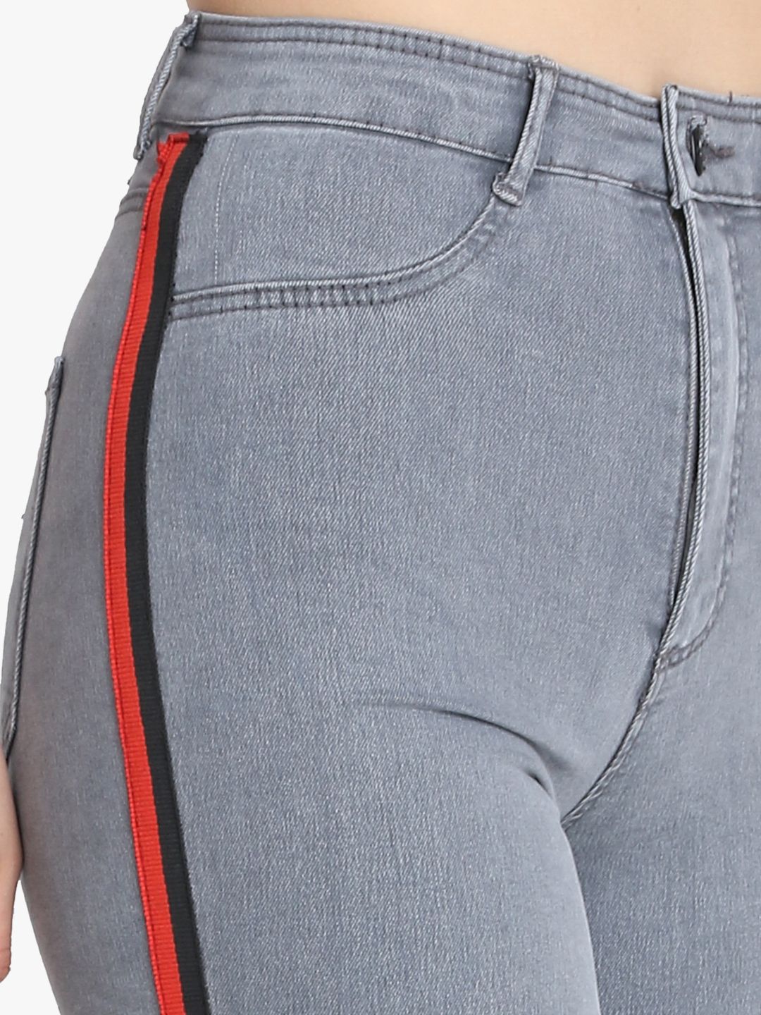 Kotty Women Grey Skinny Fit High-Rise Slash Knee Stretchable Jeans