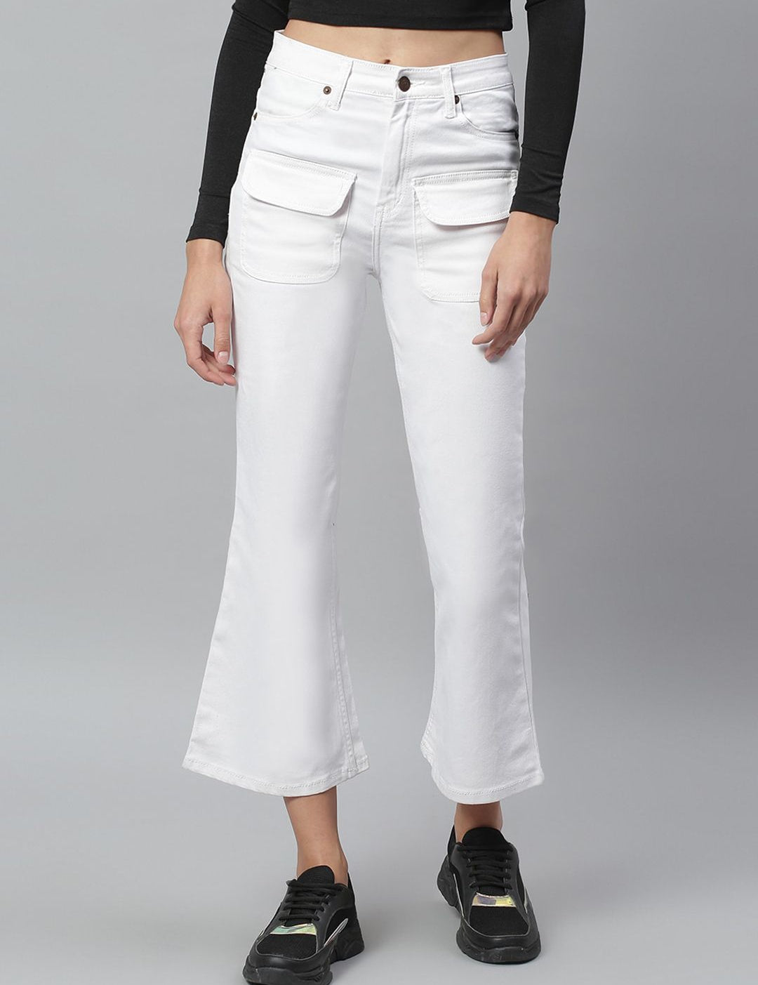 Kotty Women White Bootcut Mid-Rise Clean Look Stretchable Jeans