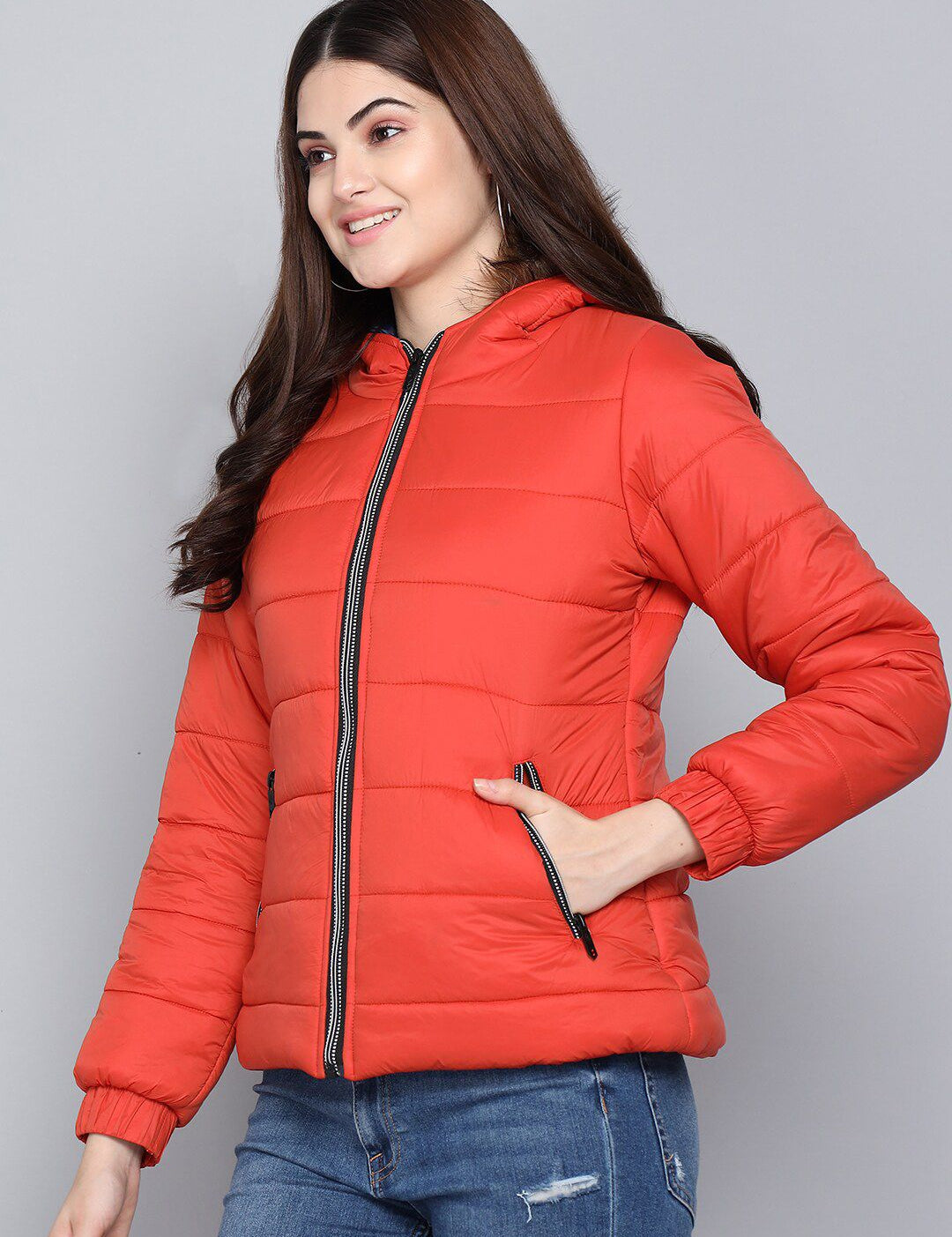 Kotty Women Orange Outdoor Puffer Jacket