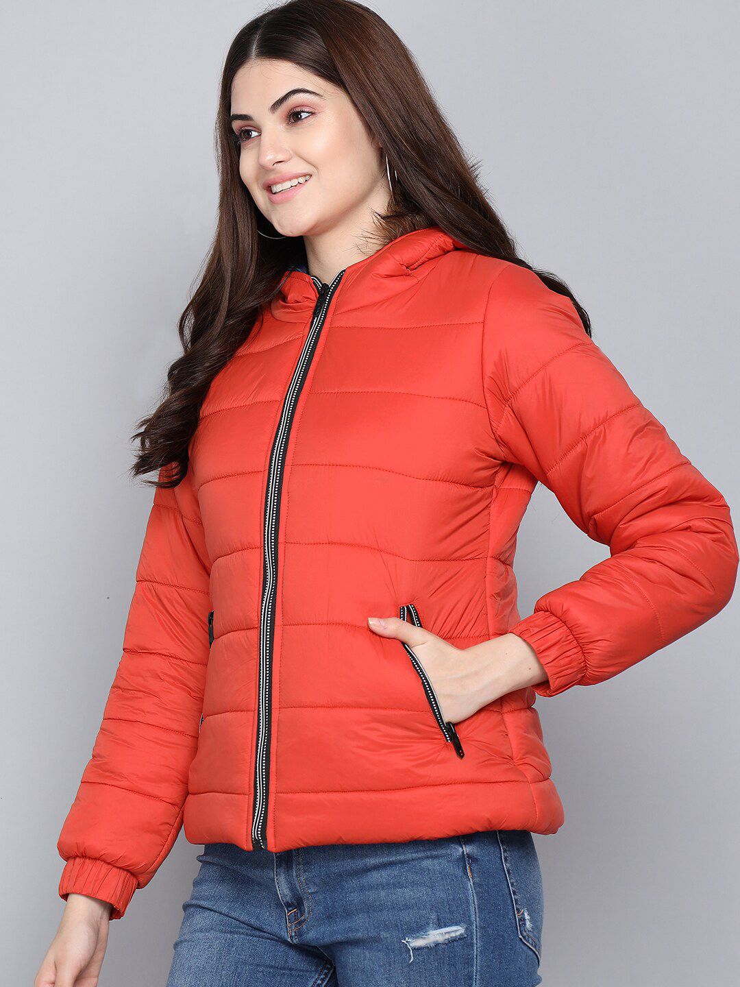 Kotty Women Orange Outdoor Puffer Jacket
