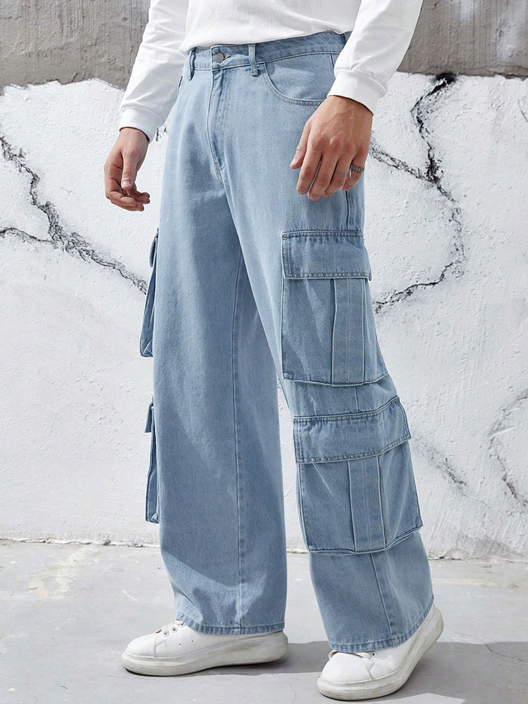 Kotty Men Relaxed Fit Low-Rise Stretchable Cargo Jeans