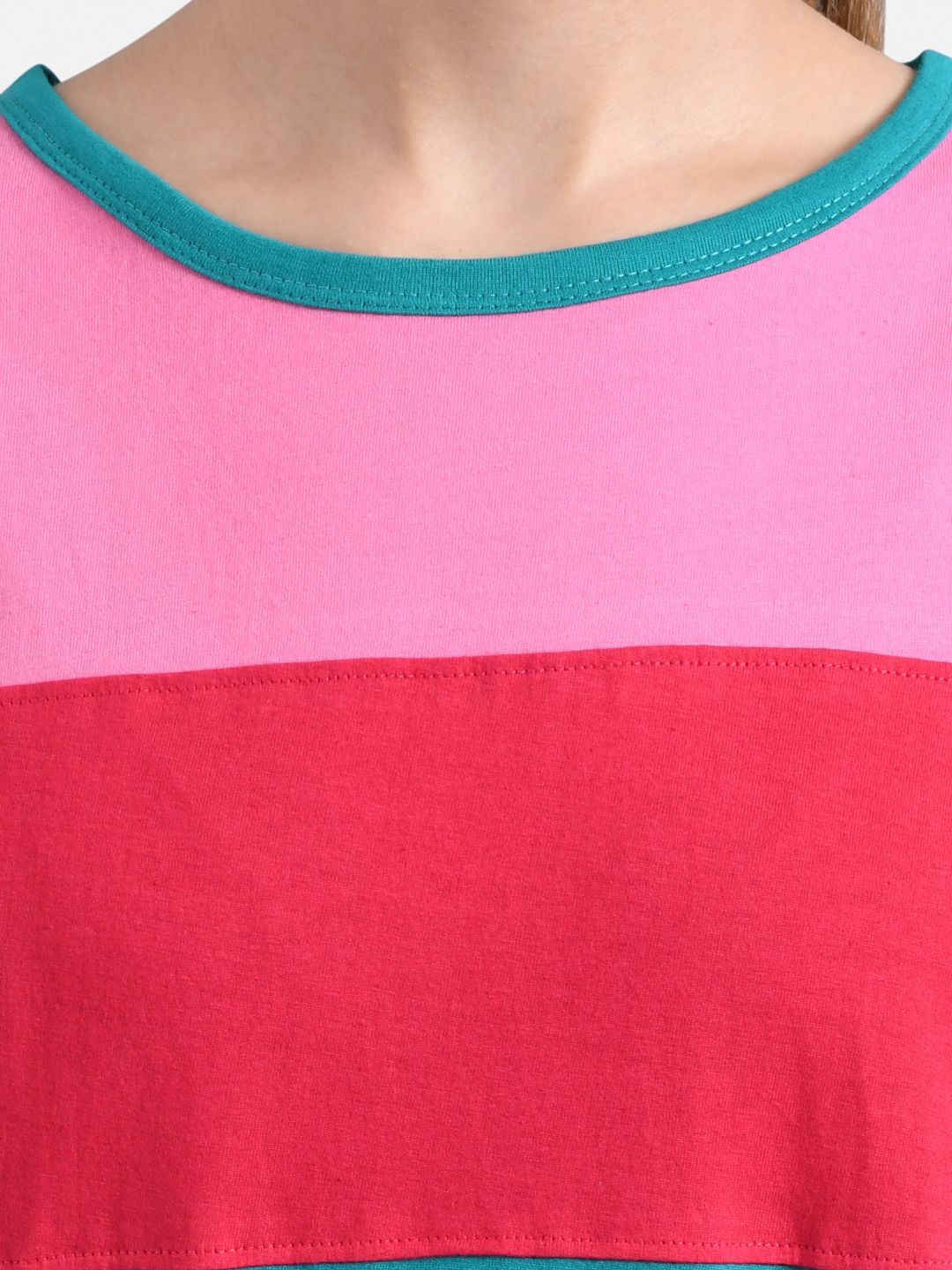 Kotty Women Multicoloured Colourblocked Round Neck T-shirt