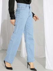 Kotty Women Blue Straight Fit High-Rise Stretchable Jeans