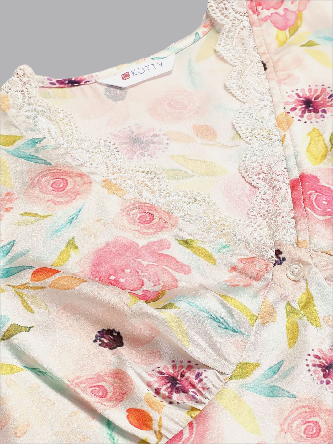 Kotty Floral Printed Satin Night Suit