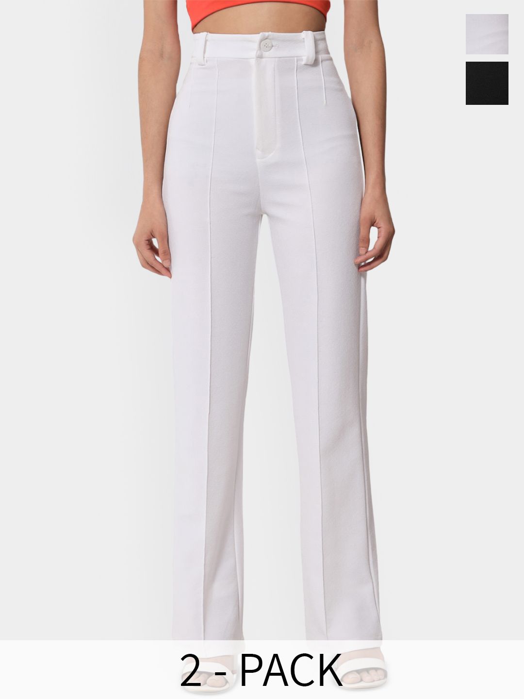 Kotty Women Relaxed Straight Leg Straight Fit High-Rise Easy Wash Trousers