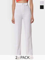 Kotty Women Relaxed Straight Leg Straight Fit High-Rise Easy Wash Trousers