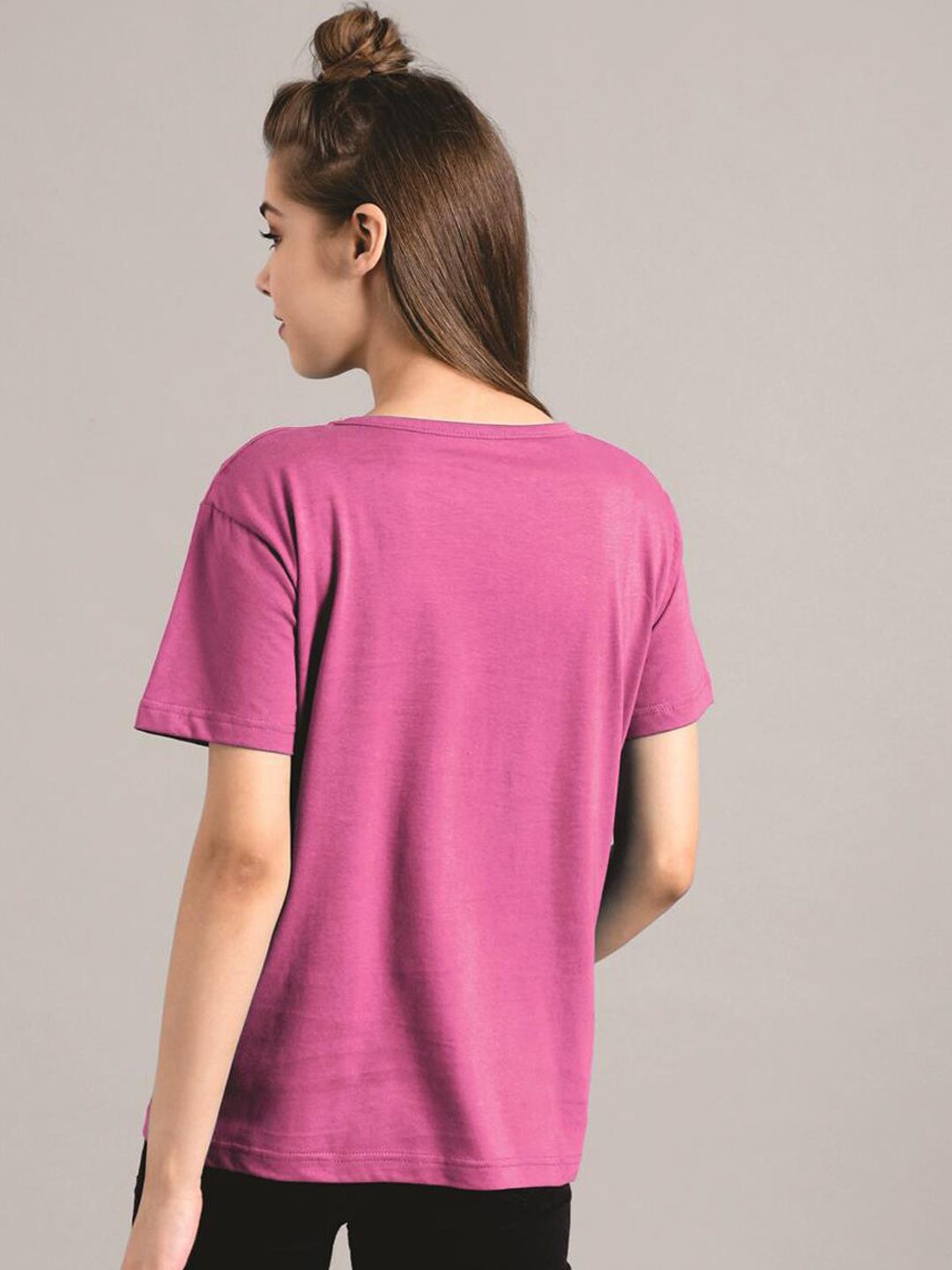 Kotty Women Purple Printed Round Neck T-shirt