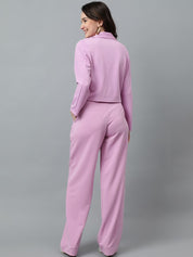 KOTTY BIZwear Purple Notched Lapel Collar Blazer & Mid Rise Trouser