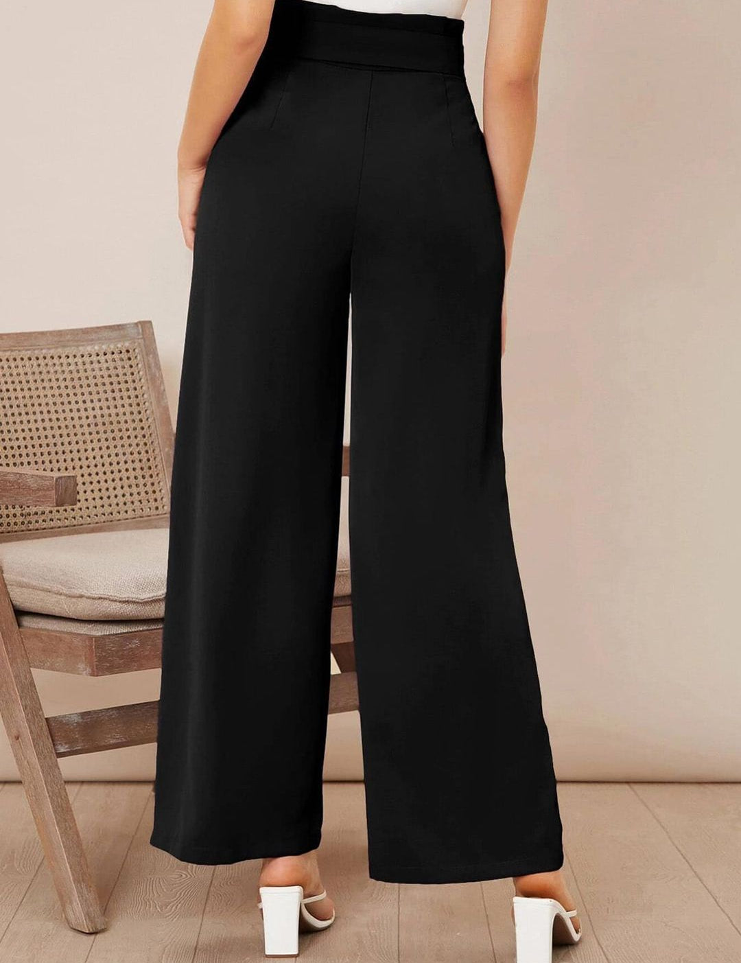 KOTTY BIZwear Basics Women Straight Fit High-Rise Pleated Parallel Trousers