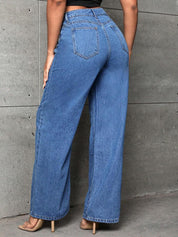 Kotty Women Blue Jean Straight Fit High-Rise Light Fade Clean Look Stretchable Jeans