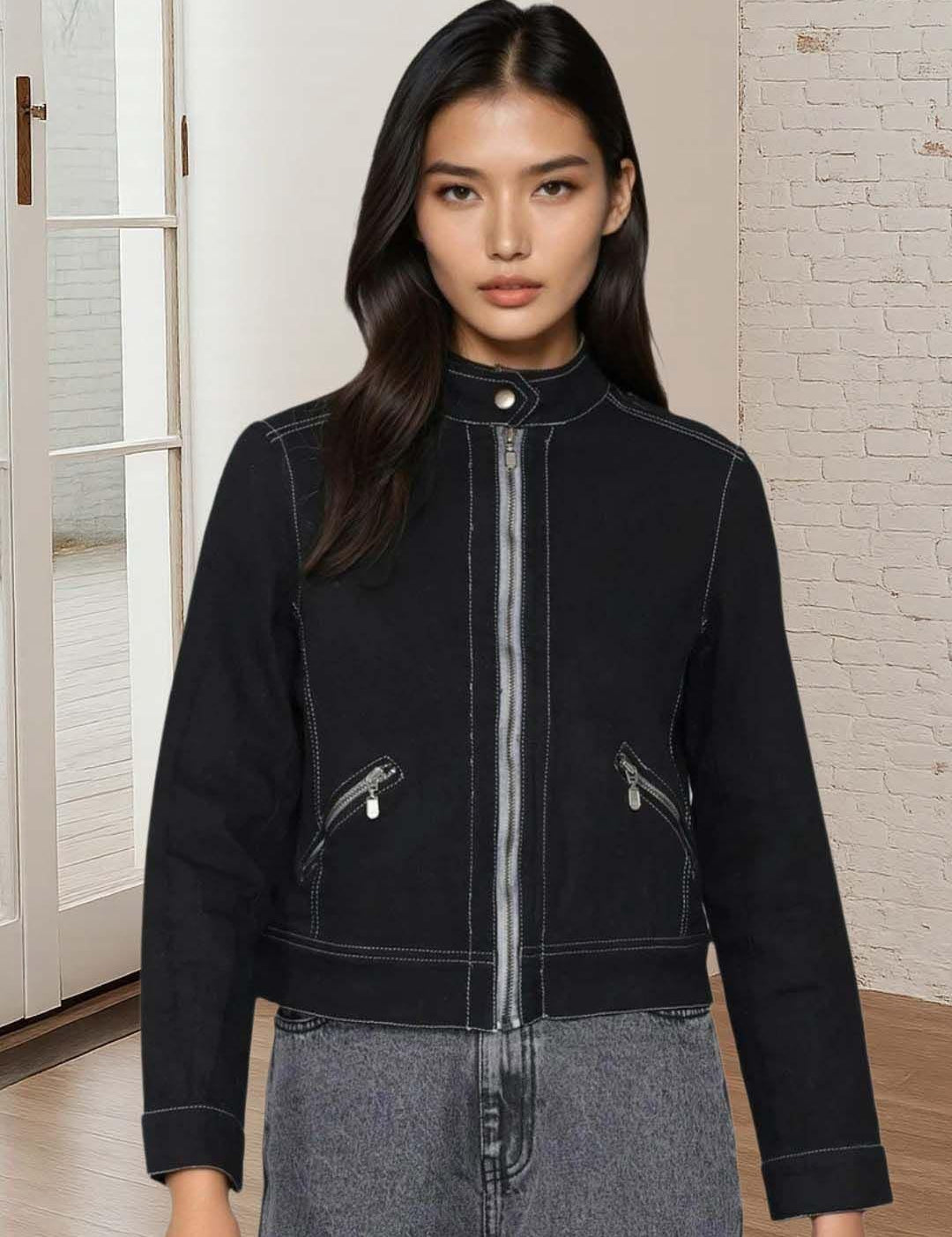 Kotty Women Collarless Denim Jacket