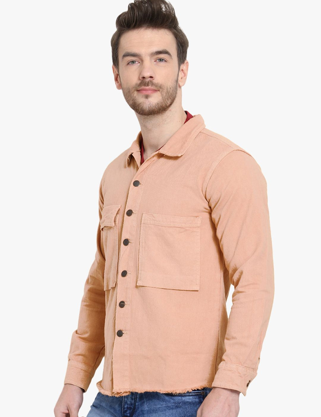 Kotty Men Peach-Coloured Solid Tailored Jacket