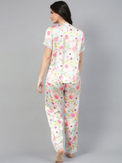 Kotty Floral Printed Satin Night Suit