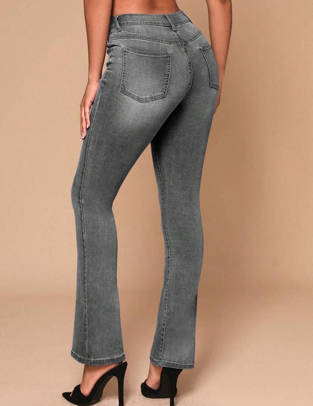 Kotty Women Jean Flared High-Rise Low Distress Heavy Fade Cotton Stretchable Jeans