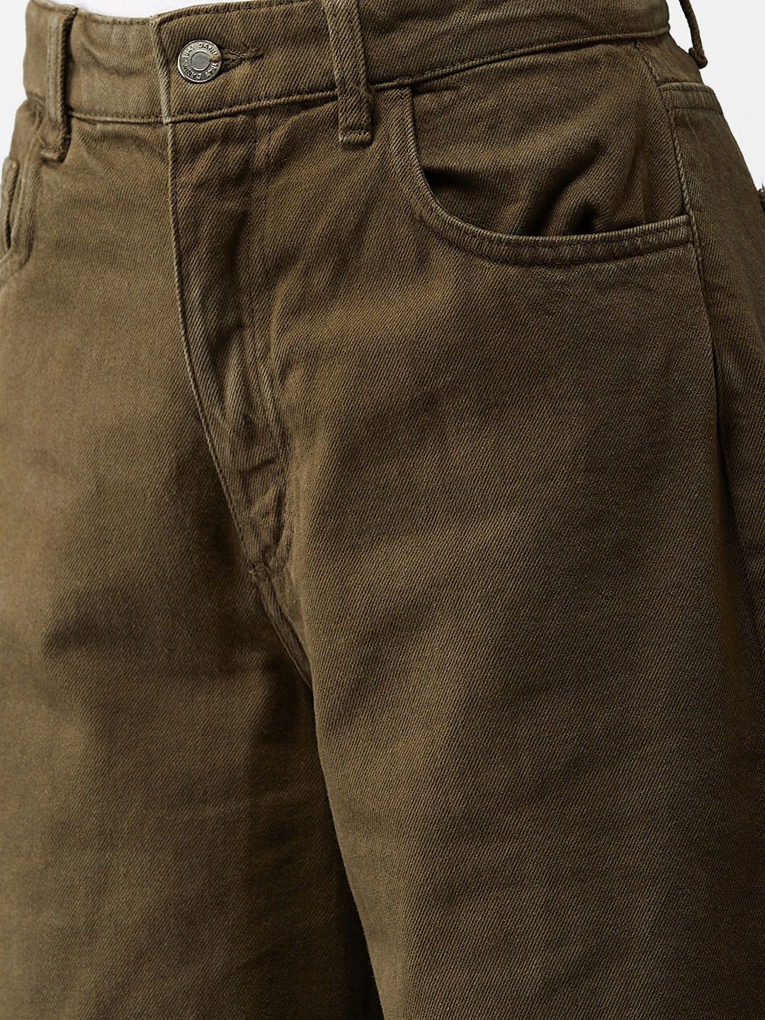 Kotty Women Olive Green Wide Leg High-Rise Clean Look Jeans