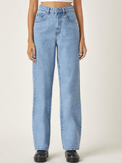 KOTTY Basics Women Jean Straight Fit High-Rise Clean Look Heavy Fade Stretchable Cotton Jeans