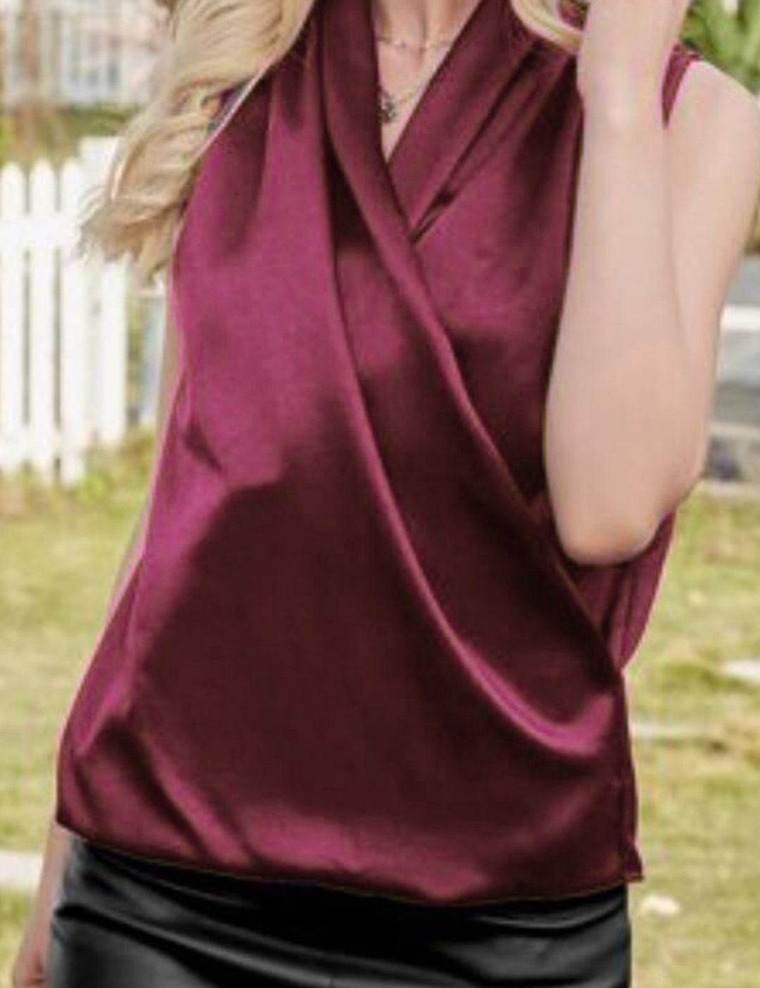 Kotty V-Neck Satin Wrap Top