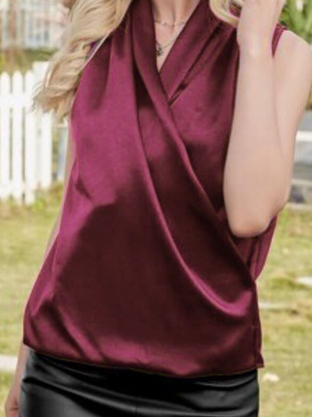 Kotty V-Neck Satin Wrap Top