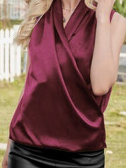 Kotty V-Neck Satin Wrap Top