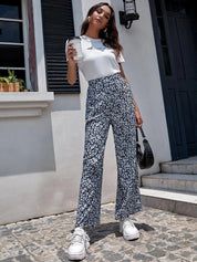 Kotty Women Animal Printed Relaxed Straight Fit High-Rise Easy Wash Trousers