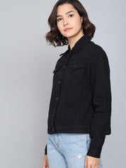 Kotty Women Black Cotton Denim Jacket