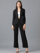 KOTTY BIZwear Black Shawl Neck Coat With Trousers