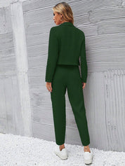 KOTTY BIZwear Green Notched Lapel Collar Long Sleeves Blazer With Trouser