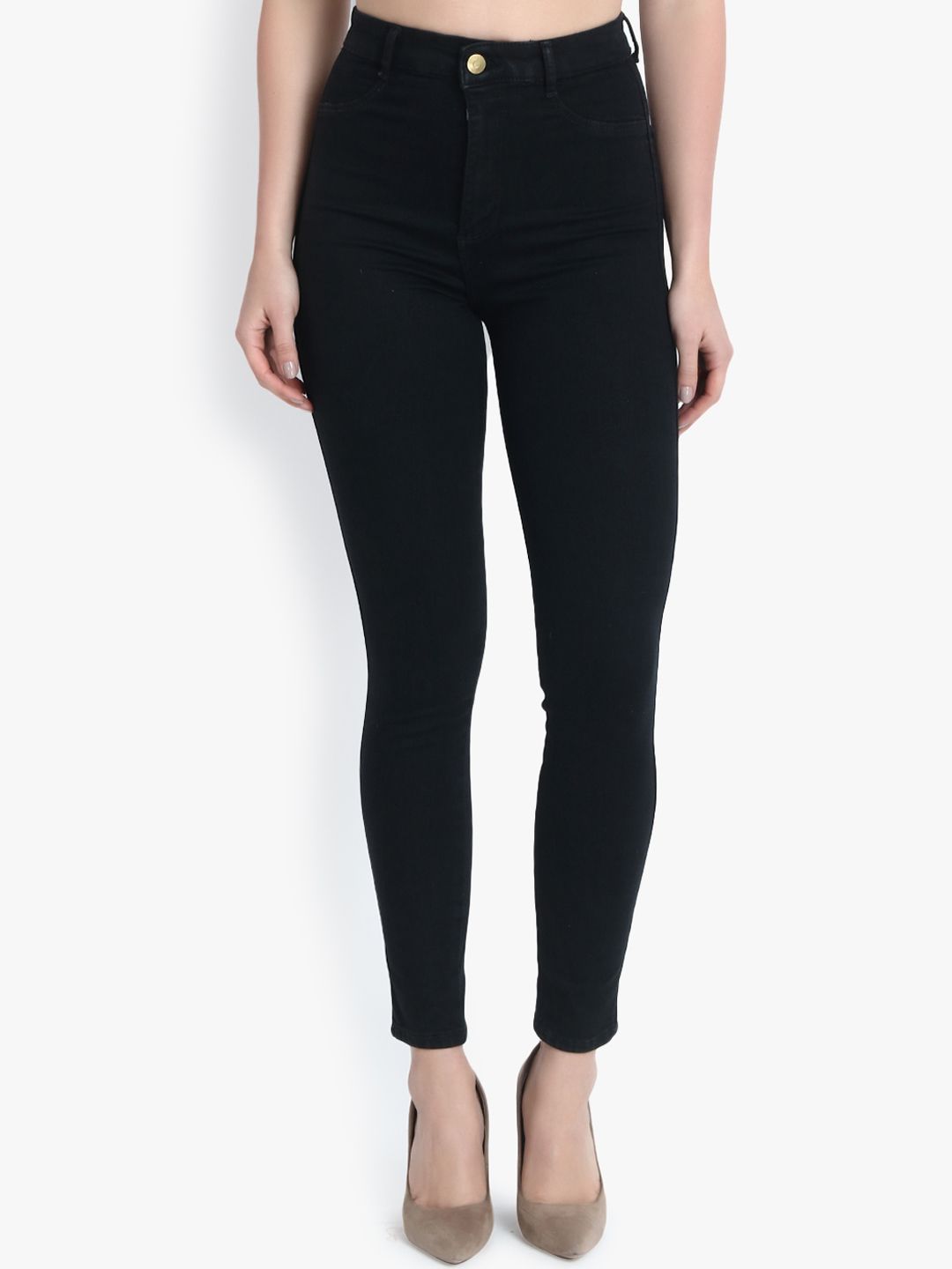 Kotty Women Black Skinny Fit High-Rise Clean Look Stretchable Jeans