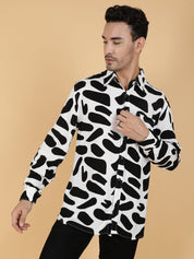 Kotty Men Relaxed Spread Collar Graphic Printed Cotton Casual Shirt