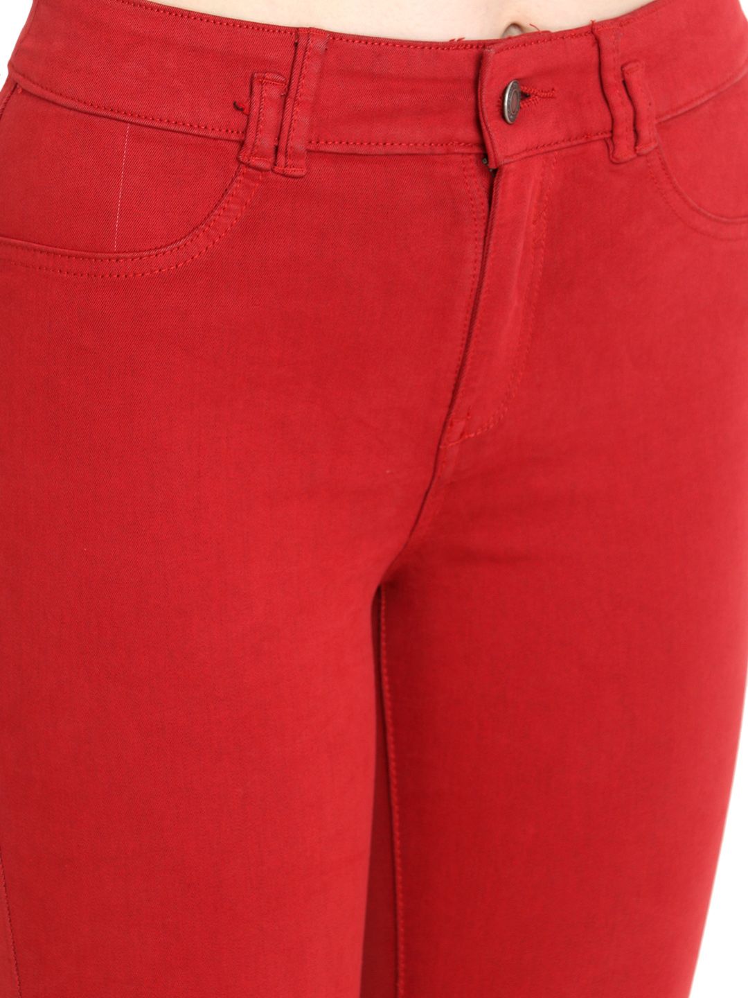 Kotty Women Red Skinny Fit High-Rise Clean Look Stretchable Jeans