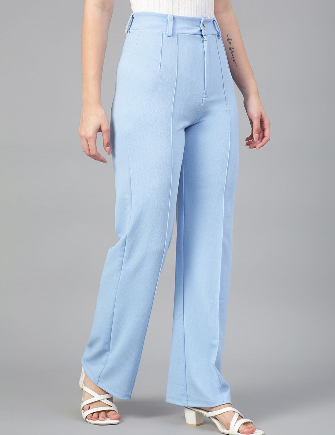 KOTTY BIZwear Women Pack Of 2 High-Rise Easy Wash Relaxed Straight Leg Parallel Trousers