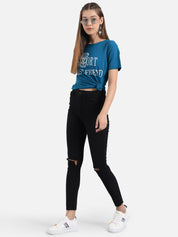 Kotty Women Blue & Coral Orange Pack of 2 Printed T-shirt