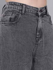 Kotty Women Grey Jean Mom-Fit High-Rise Heavy Fade Pure Cotton Jeans