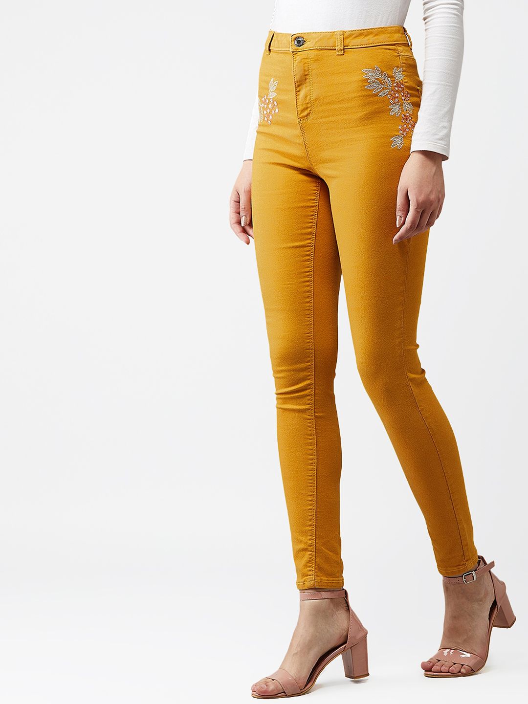 Kotty Women Yellow Skinny Fit High-Rise Clean Look Jeans