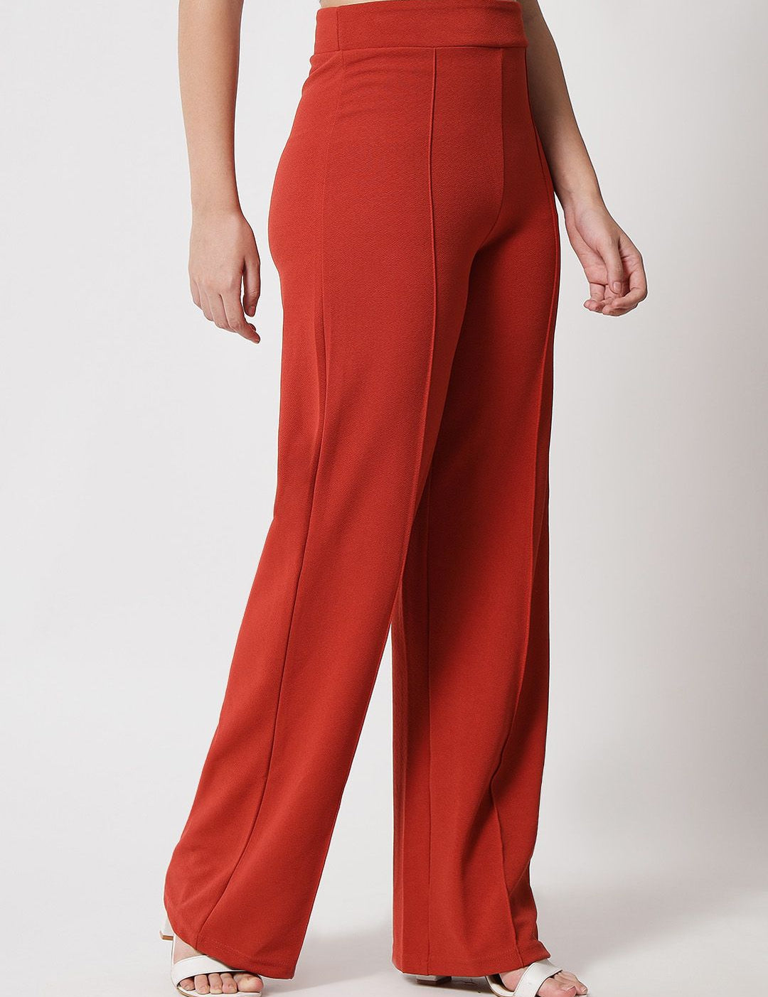 Kotty Women Pack Of 2 Relaxed Straight Leg High-Rise Easy Wash Parallel Trousers