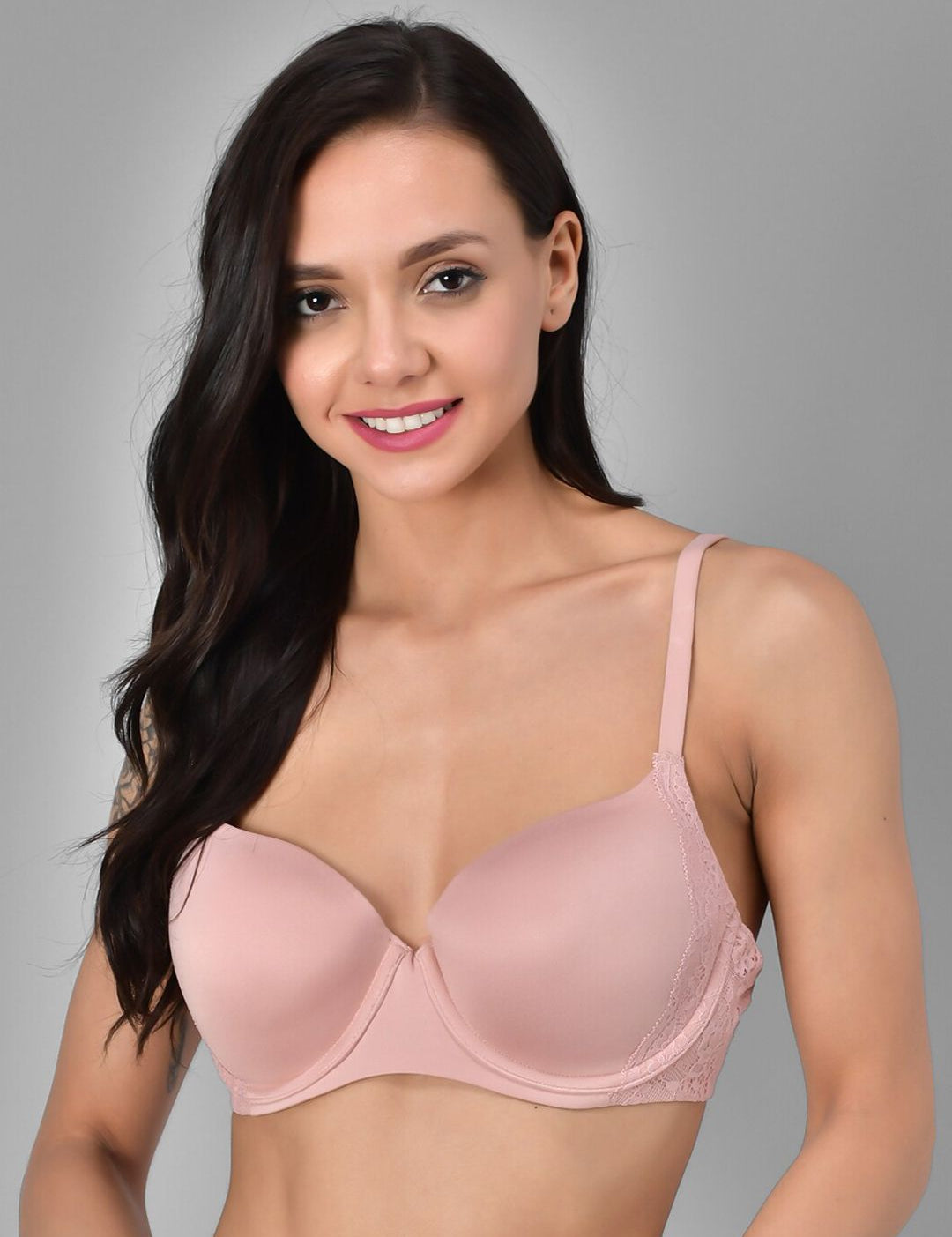 Kotty Rose Pink Solid Lightly Padded Under-Wired T-Shirt Bra KTTWOMENSBRA03