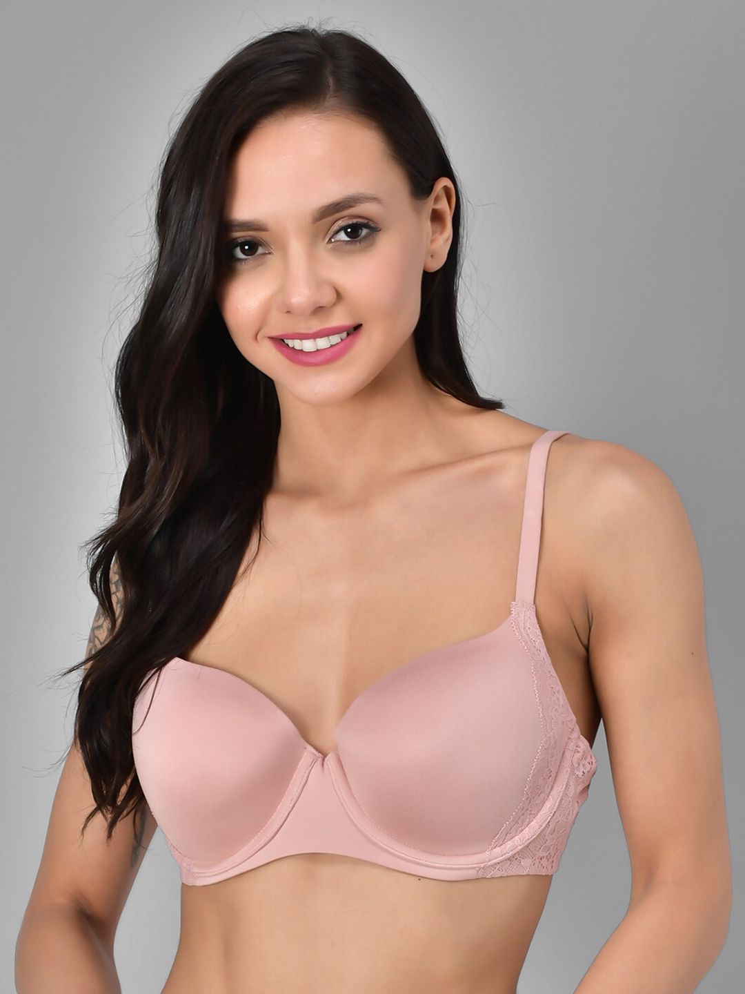 Kotty Rose Pink Solid Lightly Padded Under-Wired T-Shirt Bra KTTWOMENSBRA03
