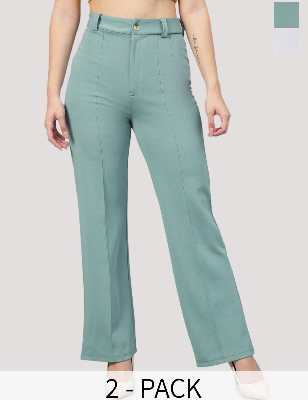 KOTTY BIZwear Women Relaxed Straight Leg Straight Fit High-Rise Easy Wash Trousers