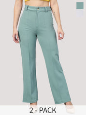 KOTTY BIZwear Women Relaxed Straight Leg Straight Fit High-Rise Easy Wash Trousers
