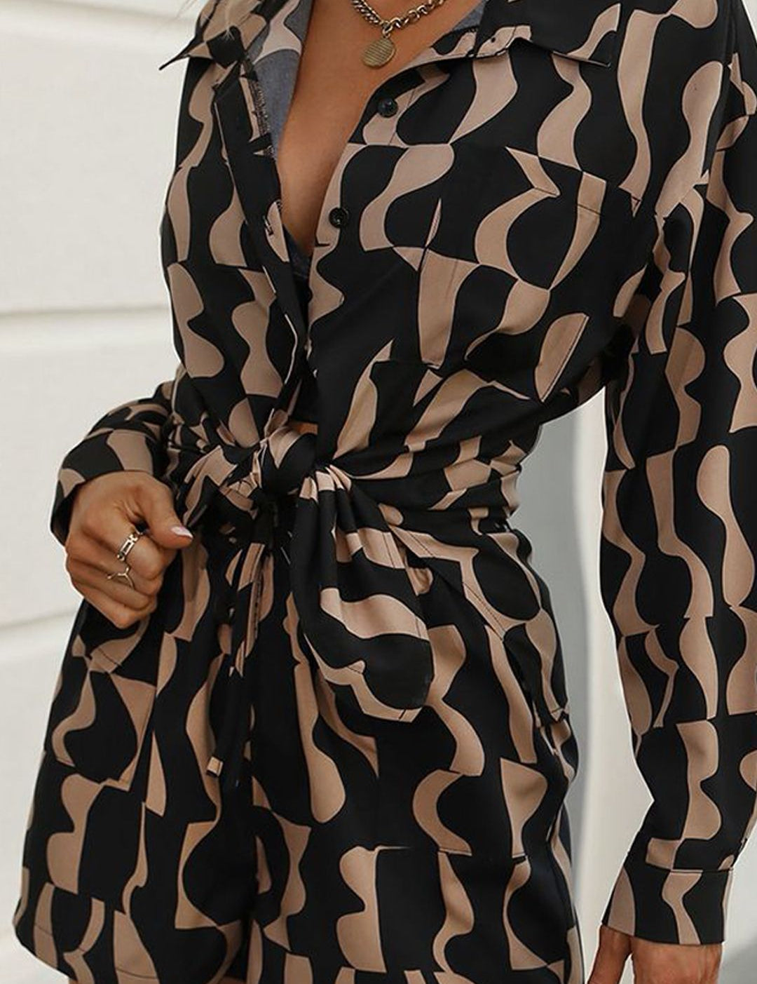 Kotty Black Printed Shirt With Short 