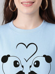 KOTTY Basics Panda Printed Oversized T-shirt