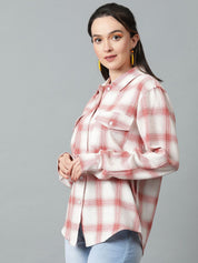 Kotty Tartan Checks Spread Collar Casual Shirt